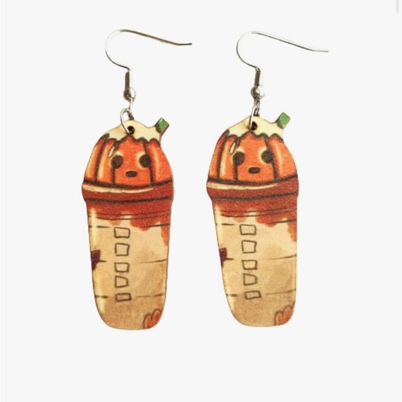 Cute Coffee Cup Wooden  Earrings - Picture 3 of 6